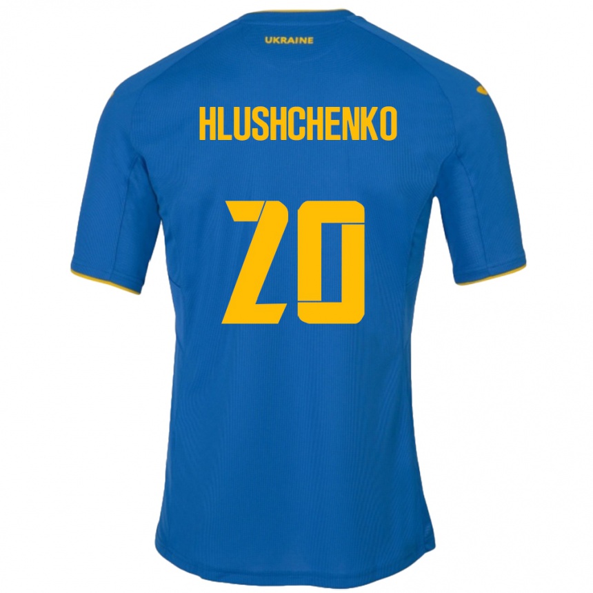 Men Football Ukraine Inna Hlushchenko #20 Blue Away Jersey 24-26 T-Shirt Canada