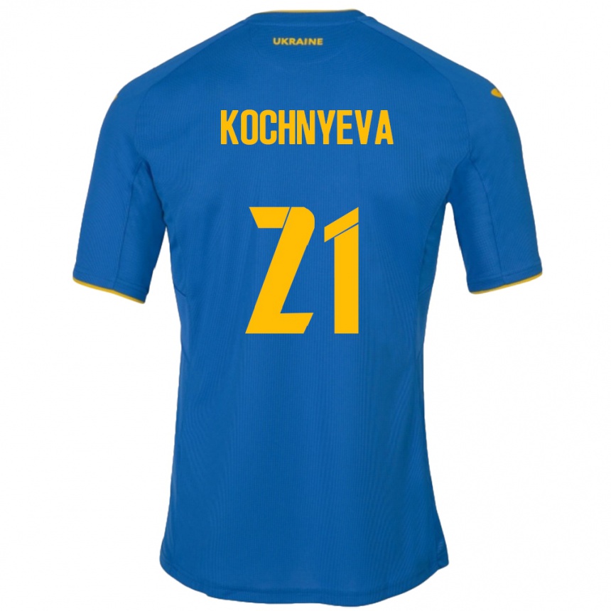 Men Football Ukraine Iryna Kochnyeva #21 Blue Away Jersey 24-26 T-Shirt Canada