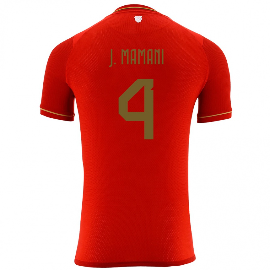 Men Football Bolivia Jhylian Mary Mamani #4 Red Away Jersey 24-26 T-Shirt Canada