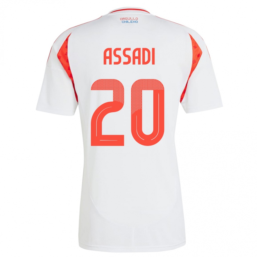 Men Football Chile Lucas Assadi #20 White Away Jersey 24-26 T-Shirt Canada