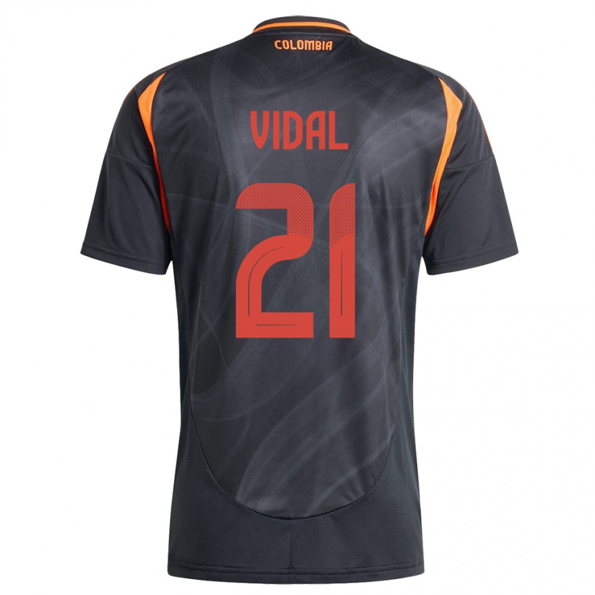 Men Football Colombia Ingrid Vidal #21 Black Away Jersey 24-26 T-Shirt Canada