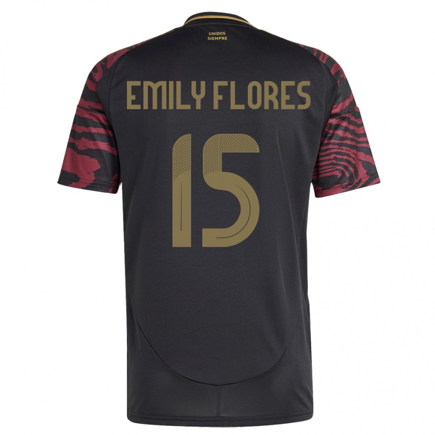 Men Football Peru Emily Flores #15 Black Away Jersey 24-26 T-Shirt Canada