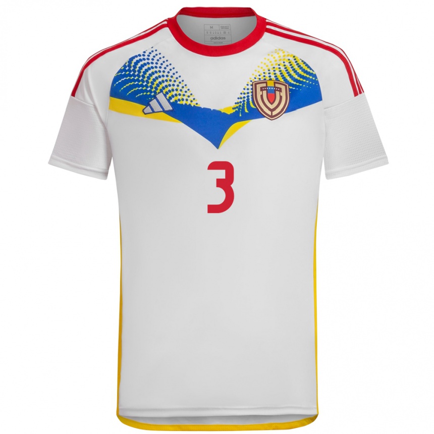 Men Football Venezuela Santiago Silva #3 White Away Jersey 24-26 T-Shirt Canada