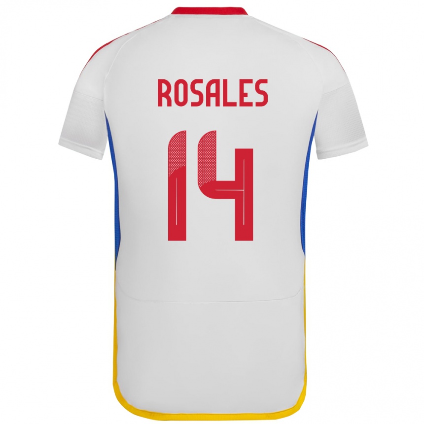 Men Football Venezuela Roberto Rosales #14 White Away Jersey 24-26 T-Shirt Canada