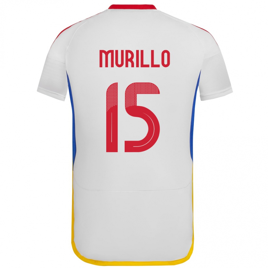 Men Football Venezuela Jhon Murillo #15 White Away Jersey 24-26 T-Shirt Canada