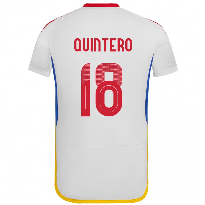 Men Football Venezuela Jesús Quintero #18 White Away Jersey 24-26 T-Shirt Canada