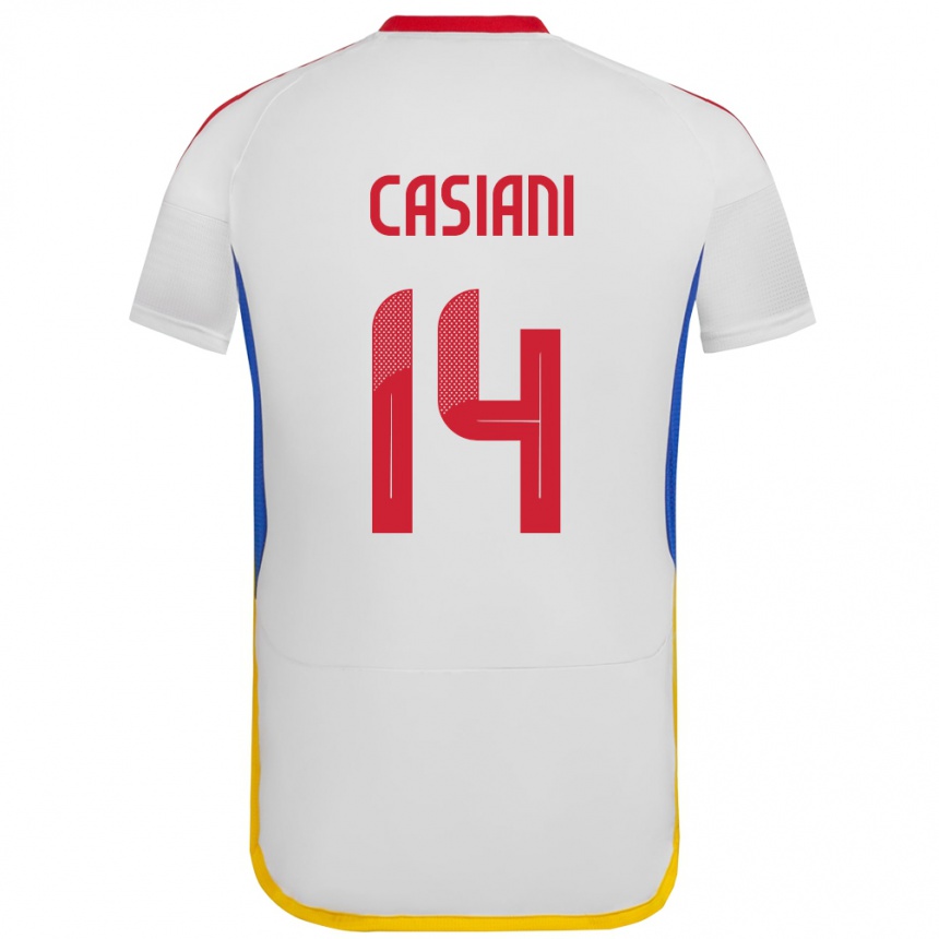 Men Football Venezuela Luis Casiani #14 White Away Jersey 24-26 T-Shirt Canada