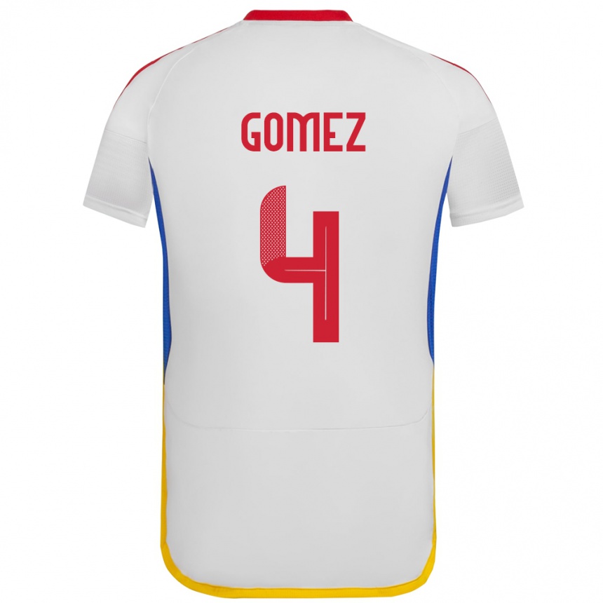 Men Football Venezuela Santiago Gómez #4 White Away Jersey 24-26 T-Shirt Canada