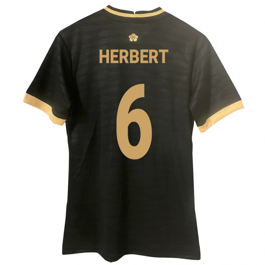 Men Football Panama Giovany Herbert #6 Black Away Jersey 24-26 T-Shirt Canada