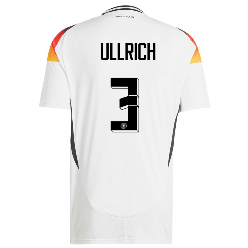 Women Football Germany Lukas Ullrich #3 White Home Jersey 24-26 T-Shirt Canada