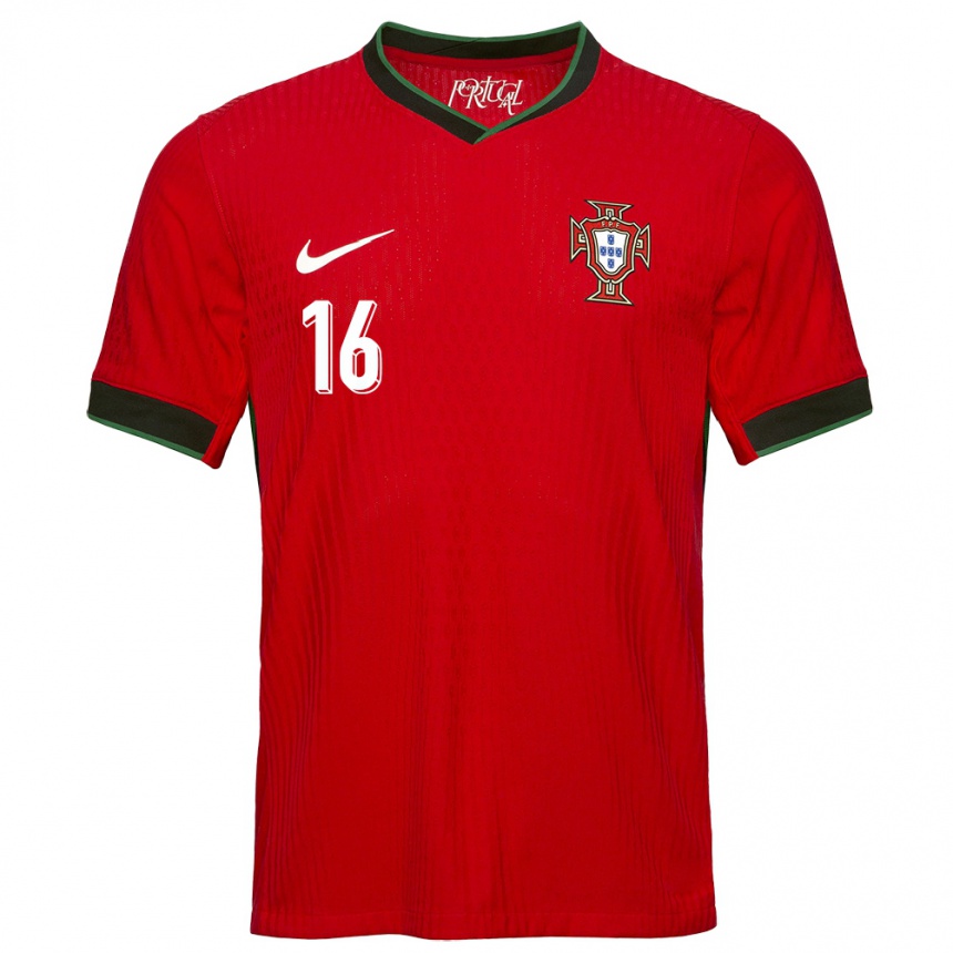 Women Football Portugal Diogo Lobao #16 Red Home Jersey 24-26 T-Shirt Canada