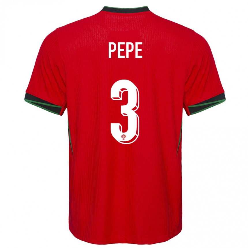 Women Football Portugal Pepe #3 Red Home Jersey 24-26 T-Shirt Canada