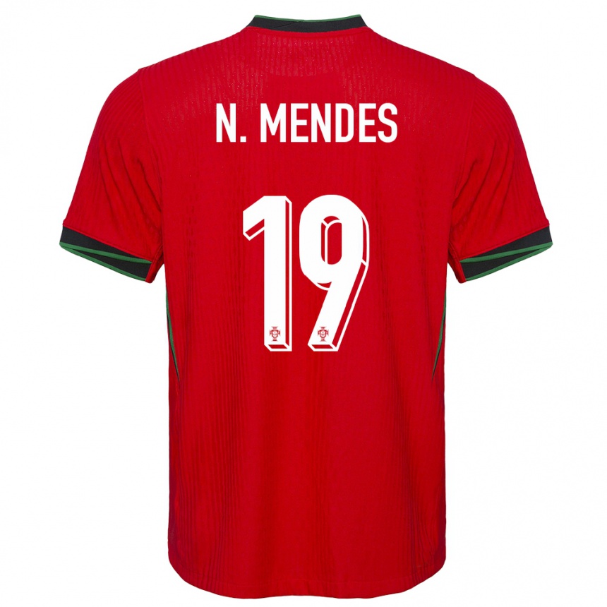 Women Football Portugal Nuno Womendes #19 Red Home Jersey 24-26 T-Shirt Canada