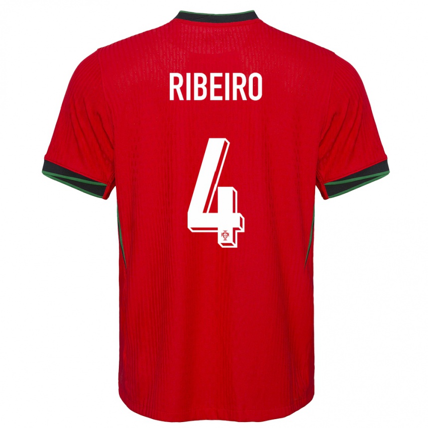 Women Football Portugal Ricardo Ribeiro #4 Red Home Jersey 24-26 T-Shirt Canada