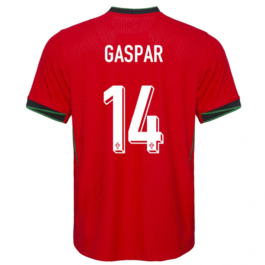 Women Football Portugal Guilherme Gaspar #14 Red Home Jersey 24-26 T-Shirt Canada