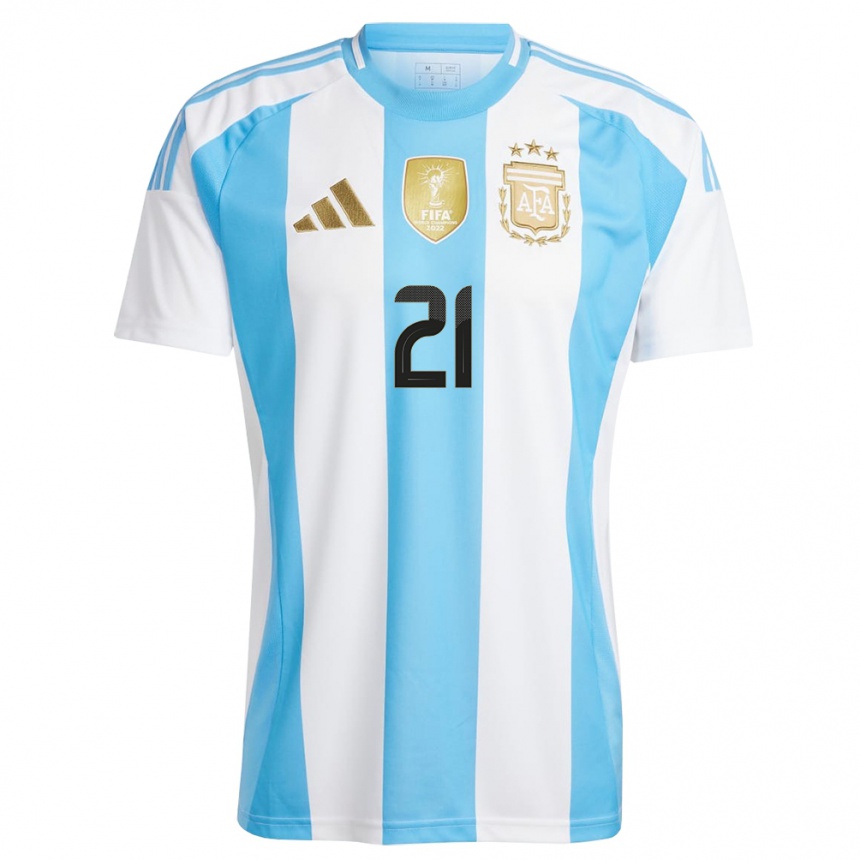 Women Football Argentina Santiago Castro #21 White Blue Home Jersey 24-26 T-Shirt Canada