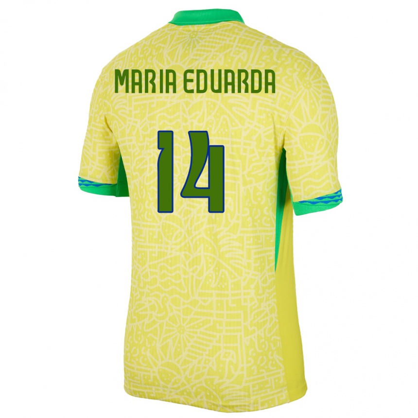 Women Football Brazil Maria Eduarda #14 Yellow Home Jersey 24-26 T-Shirt Canada