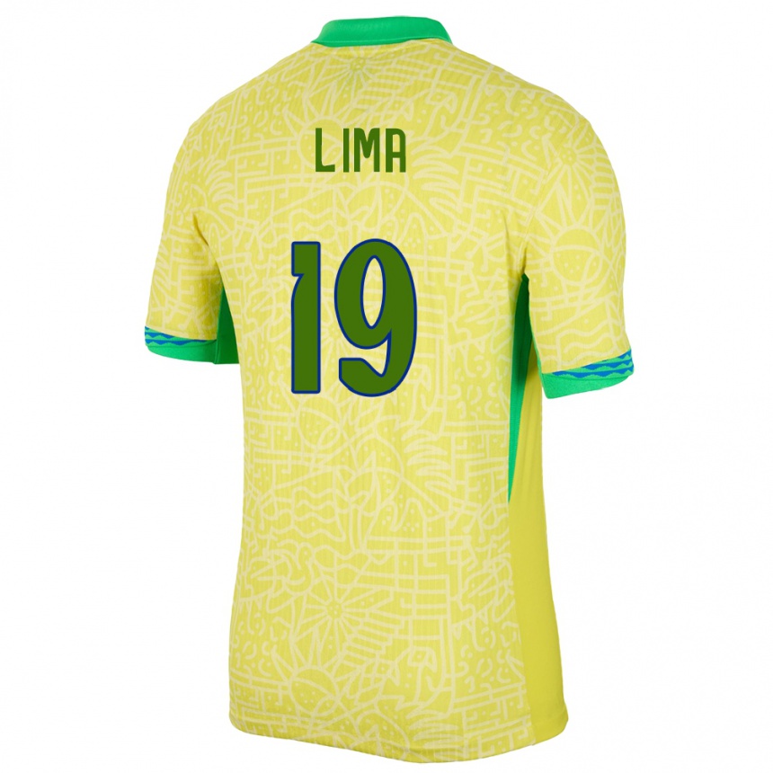 Women Football Brazil Felipe Lima #19 Yellow Home Jersey 24-26 T-Shirt Canada