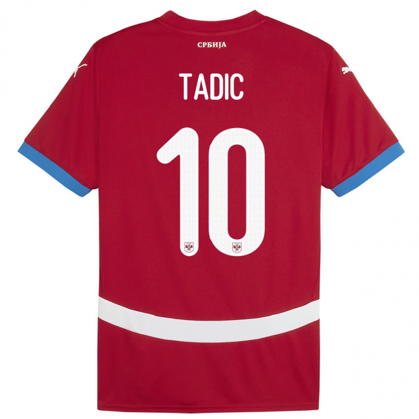 Women Football Serbia Dusan Tadic #10 Red Home Jersey 24-26 T-Shirt Canada