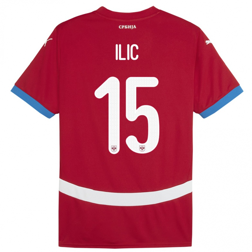 Women Football Serbia Mihajlo Ilic #15 Red Home Jersey 24-26 T-Shirt Canada