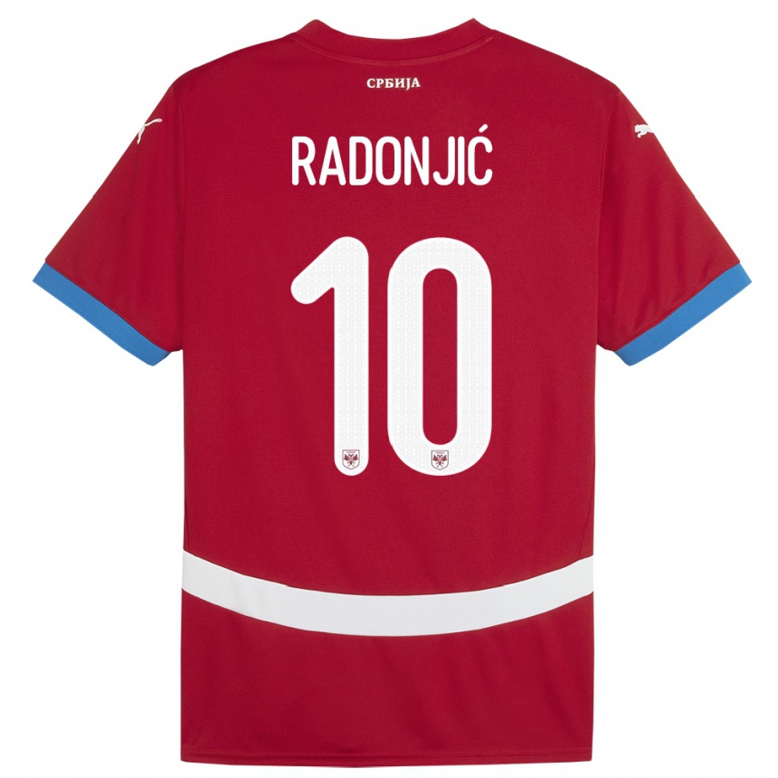 Women Football Serbia Mateja Radonjic #10 Red Home Jersey 24-26 T-Shirt Canada