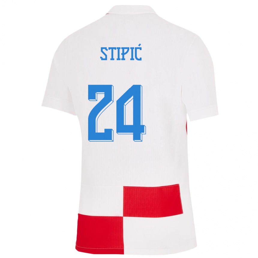 Women Football Croatia Mihael Stipic #24 White Red Home Jersey 24-26 T-Shirt Canada