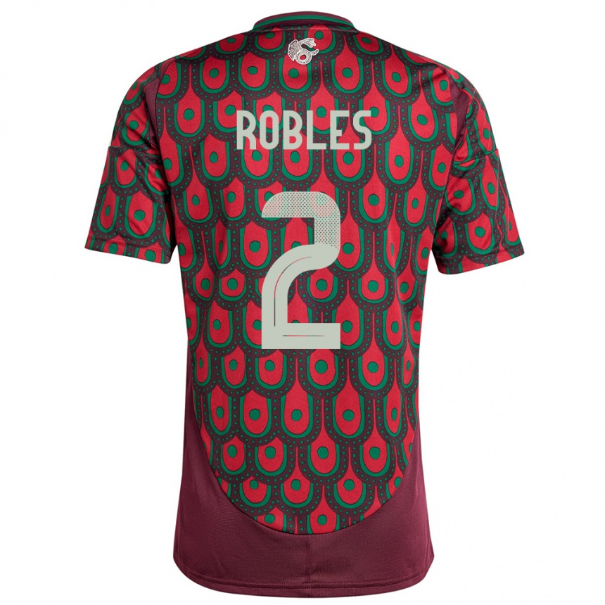 Women Football Mexico Kenti Robles #2 Maroon Home Jersey 24-26 T-Shirt Canada