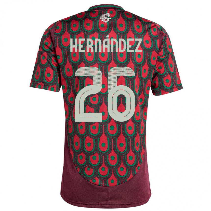 Women Football Mexico Nicolette Hernandez #26 Maroon Home Jersey 24-26 T-Shirt Canada