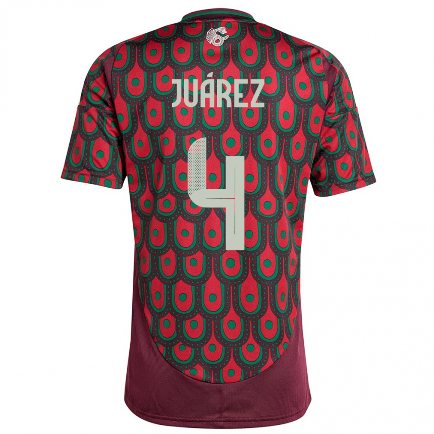 Women Football Mexico Ramon Juarez #4 Maroon Home Jersey 24-26 T-Shirt Canada