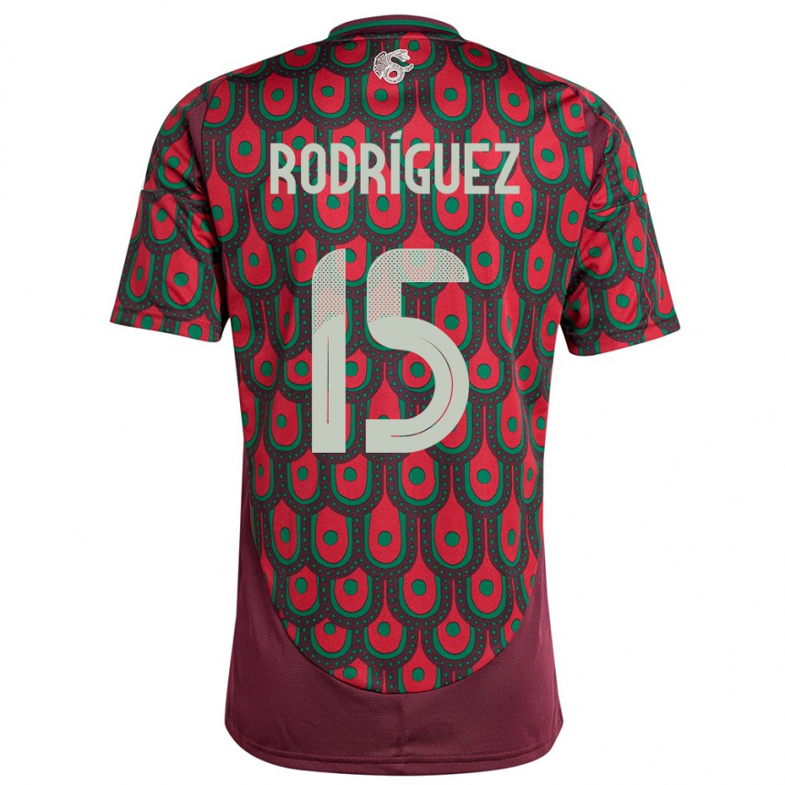 Women Football Mexico Jorge Rodriguez #15 Maroon Home Jersey 24-26 T-Shirt Canada