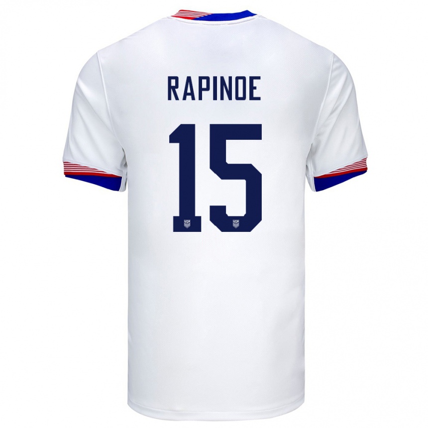 Women Football United States Megan Rapinoe #15 White Home Jersey 24-26 T-Shirt Canada