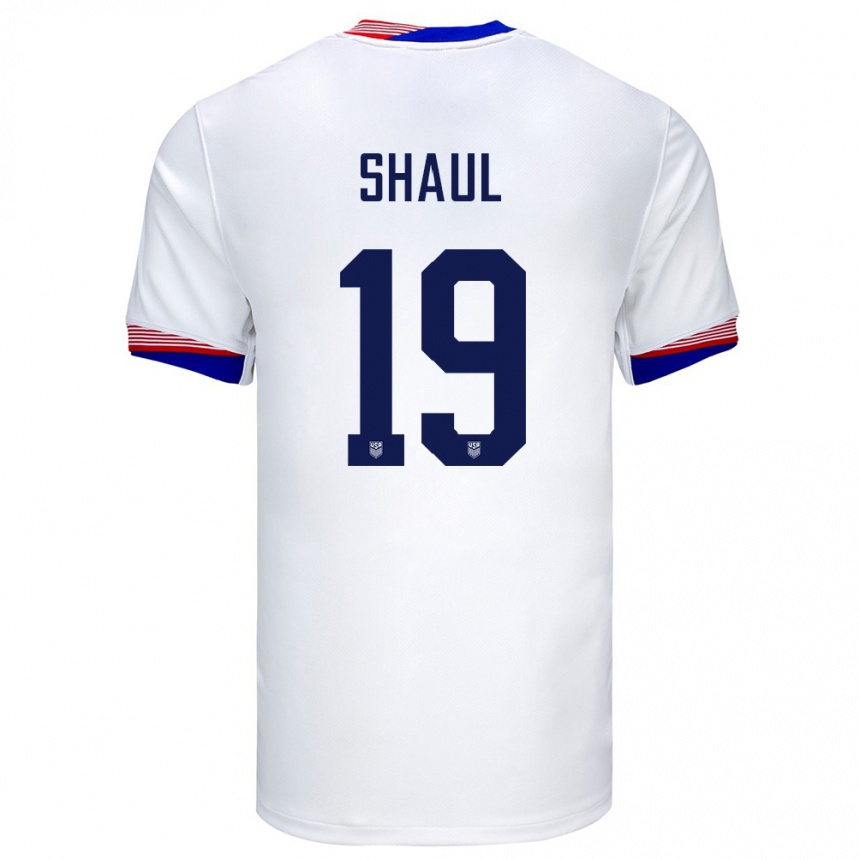 Women Football United States Ian Shaul #19 White Home Jersey 24-26 T-Shirt Canada