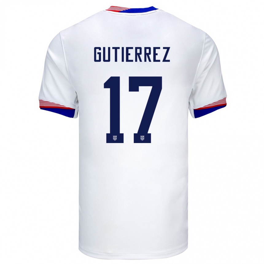 Women Football United States Brian Gutierrez #17 White Home Jersey 24-26 T-Shirt Canada