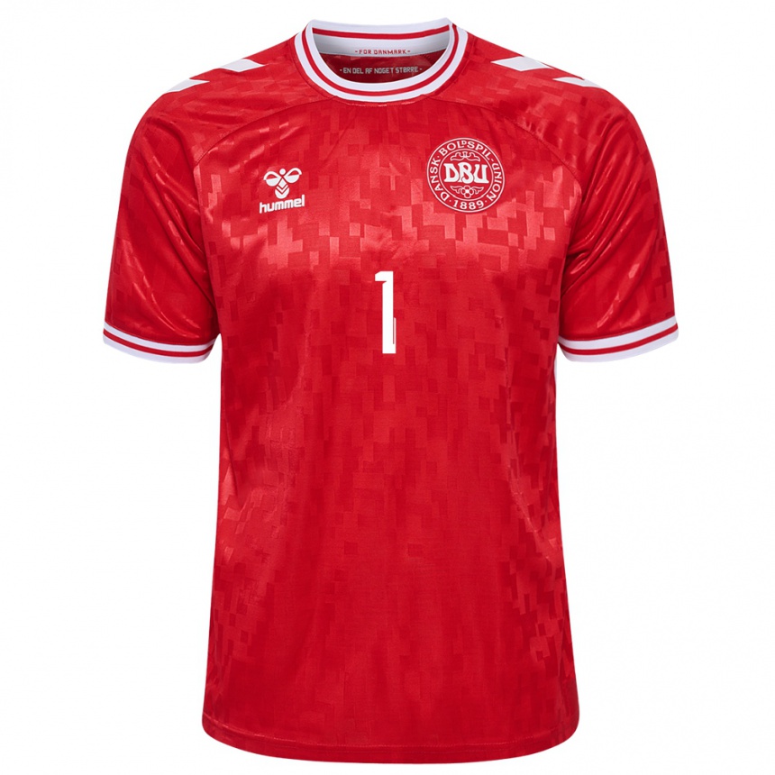 Women Football Denmark William Lykke #1 Red Home Jersey 24-26 T-Shirt Canada