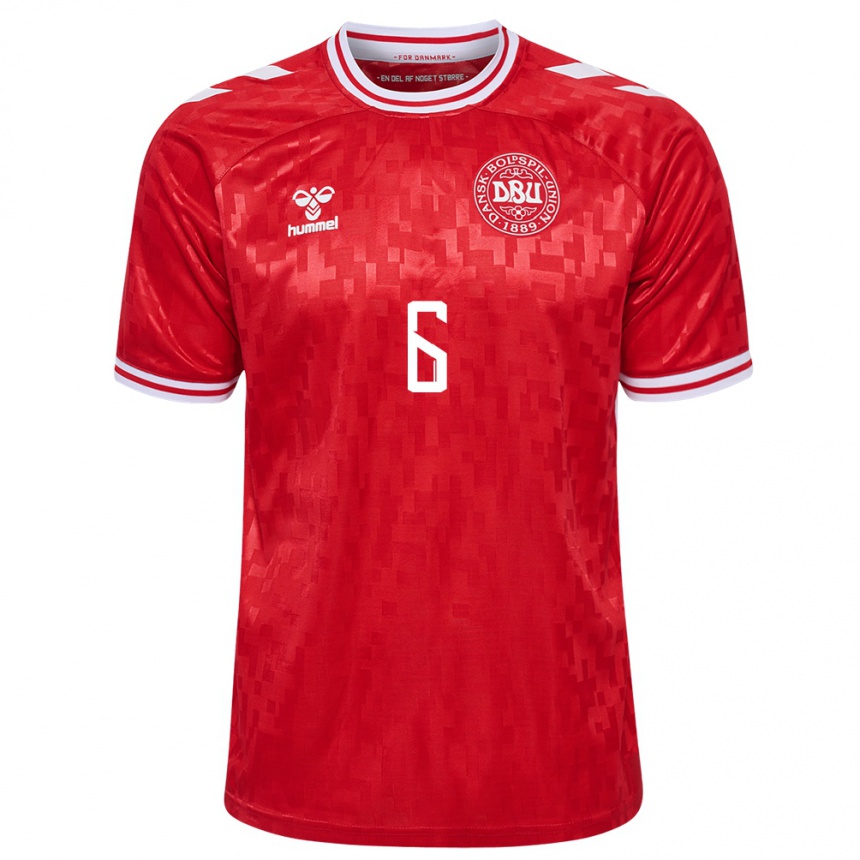 Women Football Denmark Olivia Holdt #6 Red Home Jersey 24-26 T-Shirt Canada