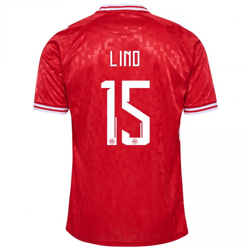 Women Football Denmark Victor Lind #15 Red Home Jersey 24-26 T-Shirt Canada