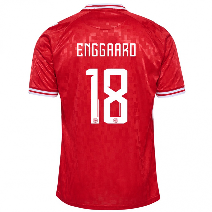 Women Football Denmark Mads Enggaard #18 Red Home Jersey 24-26 T-Shirt Canada