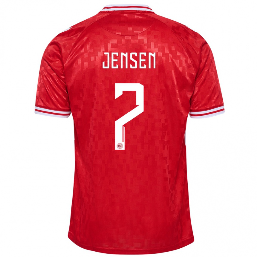 Women Football Denmark Victor Jensen #7 Red Home Jersey 24-26 T-Shirt Canada