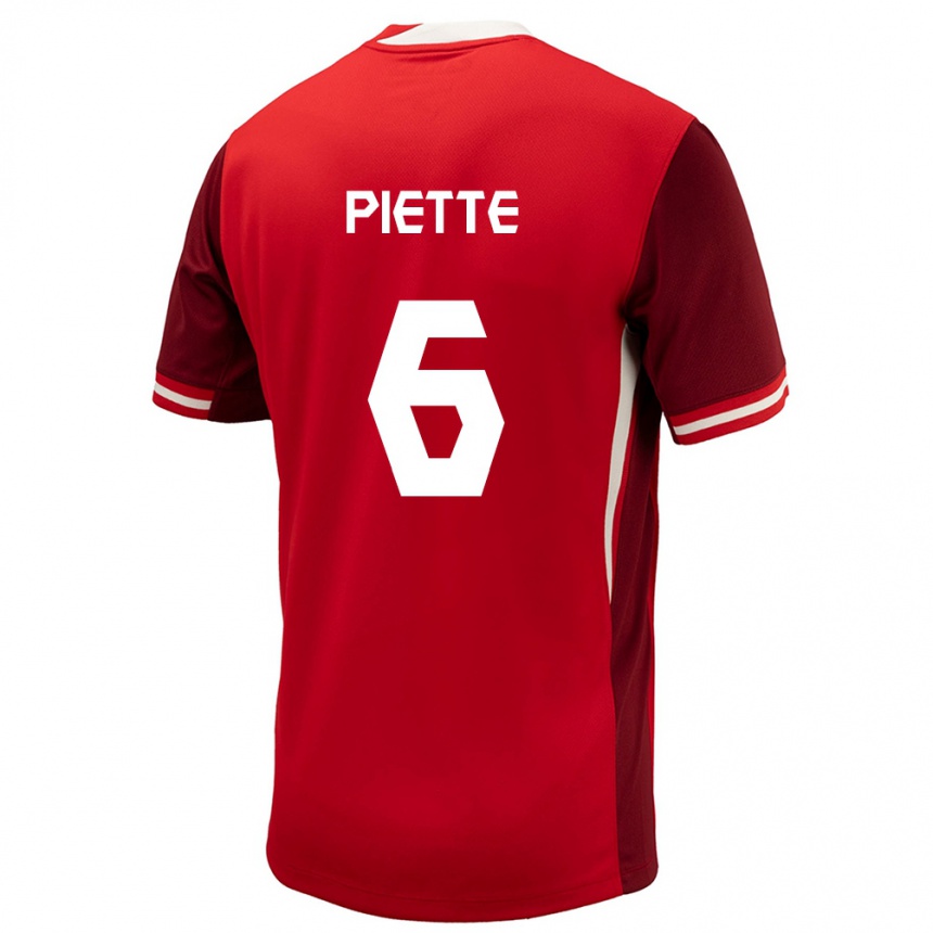 Women Football Canada Samuel Piette #6 Red Home Jersey 24-26 T-Shirt Canada