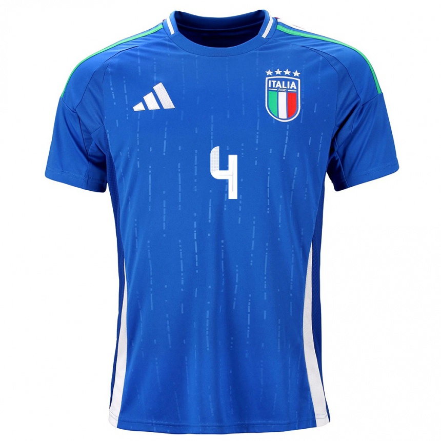 Women Football Italy Alessandro Buongiorno #4 Blue Home Jersey 24-26 T-Shirt Canada