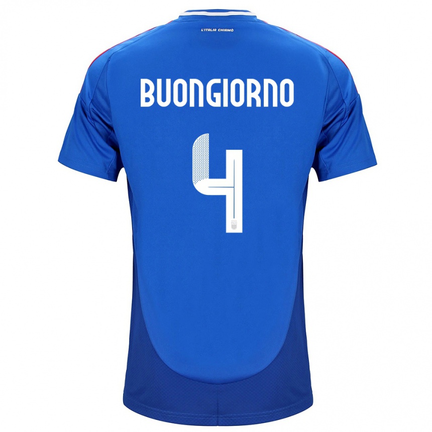 Women Football Italy Alessandro Buongiorno #4 Blue Home Jersey 24-26 T-Shirt Canada