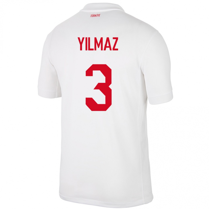 Women Football Turkey Berkay Yılmaz #3 White Home Jersey 24-26 T-Shirt Canada