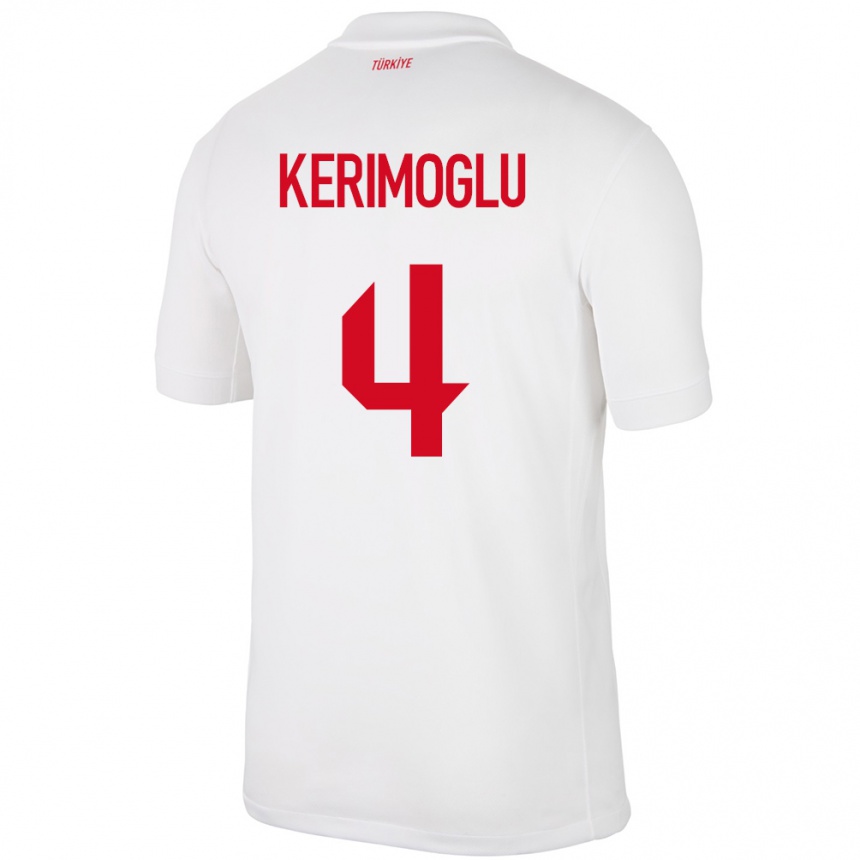 Women Football Turkey Zeynap Kerimoğlu #4 White Home Jersey 24-26 T-Shirt Canada