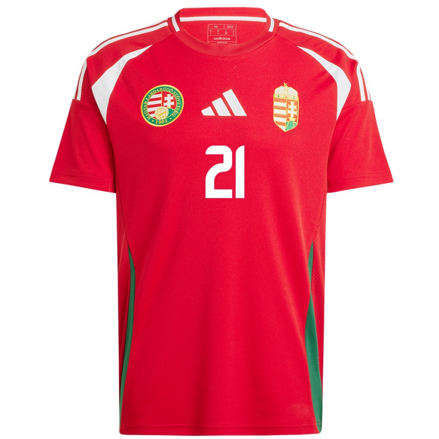 Women Football Hungary Glória Siber #21 Red Home Jersey 24-26 T-Shirt Canada