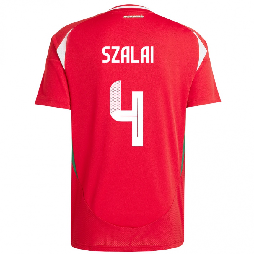 Women Football Hungary Attila Szalai #4 Red Home Jersey 24-26 T-Shirt Canada