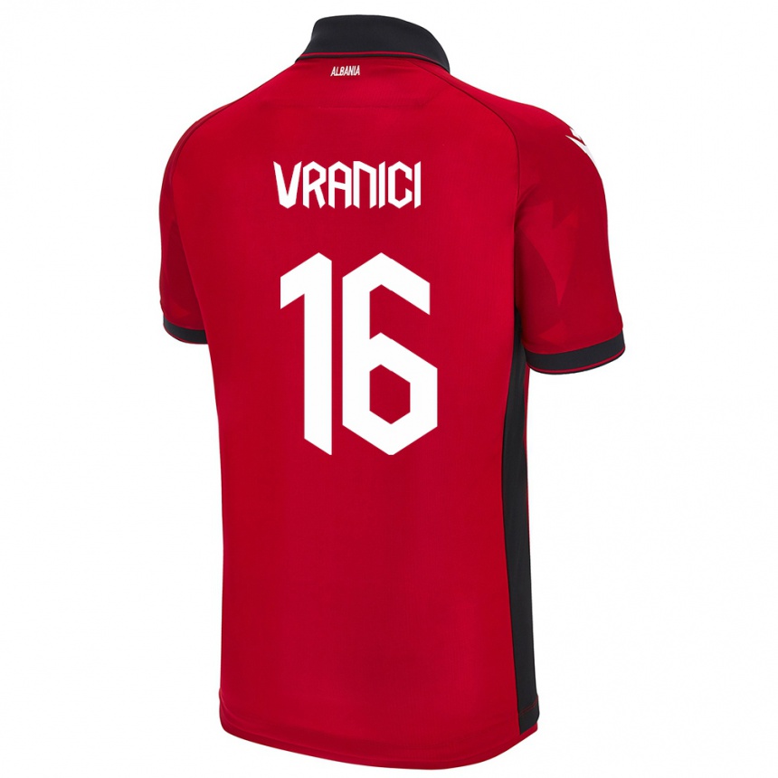 Women Football Albania Dean Vranici #16 Red Home Jersey 24-26 T-Shirt Canada