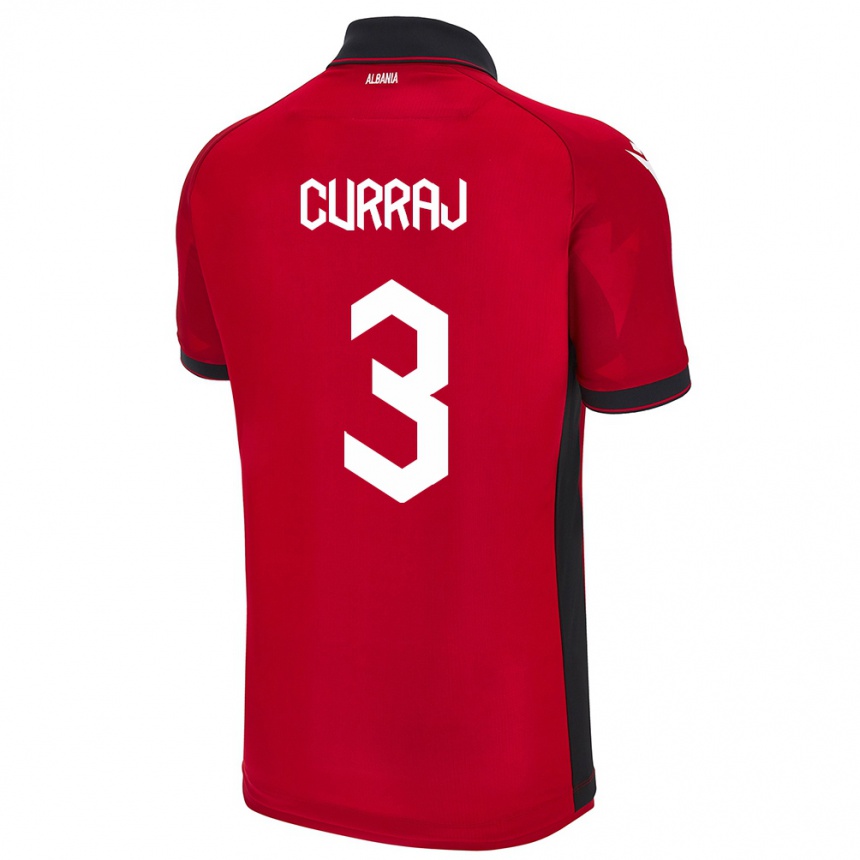 Women Football Albania Arbenita Curraj #3 Red Home Jersey 24-26 T-Shirt Canada