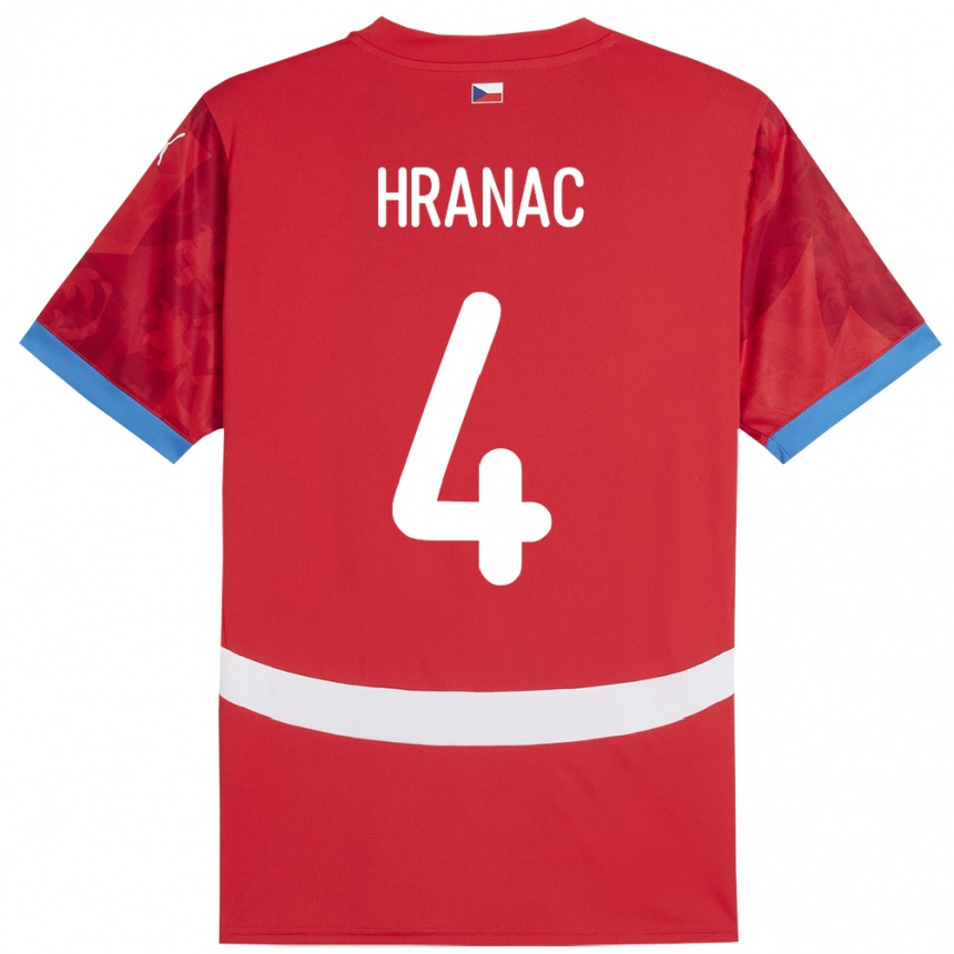 Women Football Czech Republic Robin Hranac #4 Red Home Jersey 24-26 T-Shirt Canada