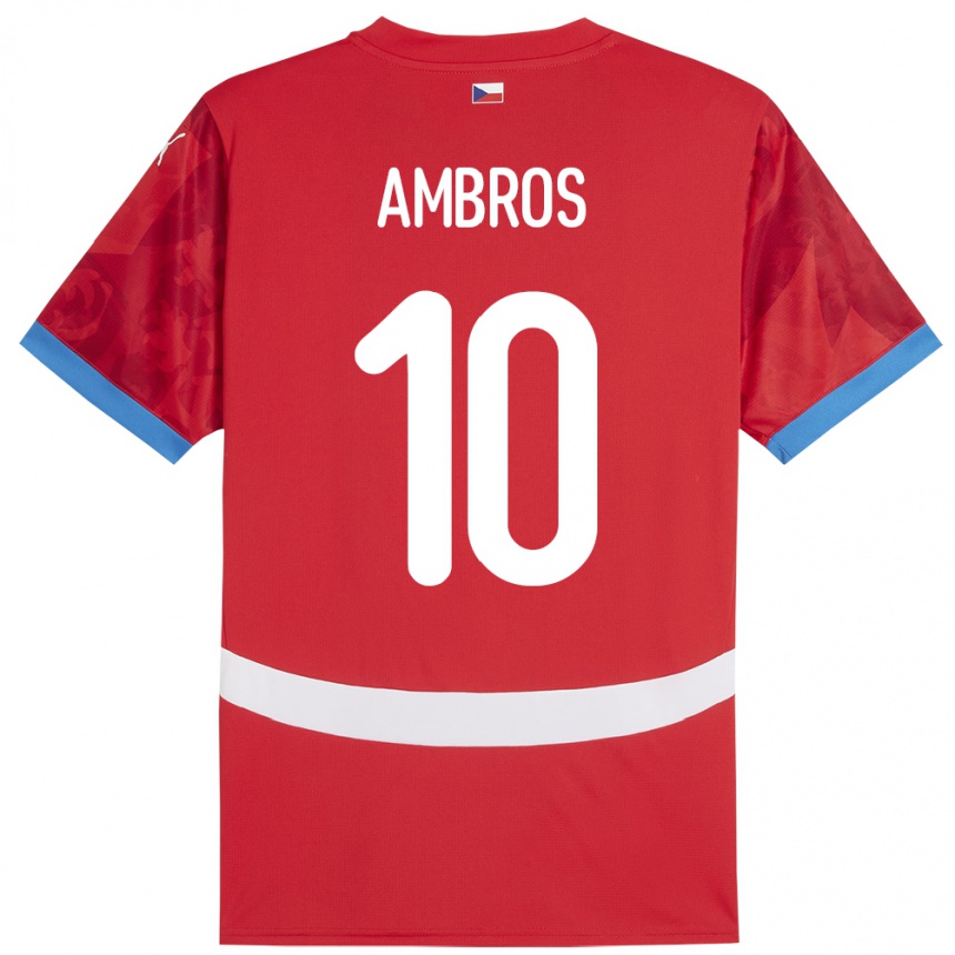 Women Football Czech Republic Lukas Ambros #10 Red Home Jersey 24-26 T-Shirt Canada