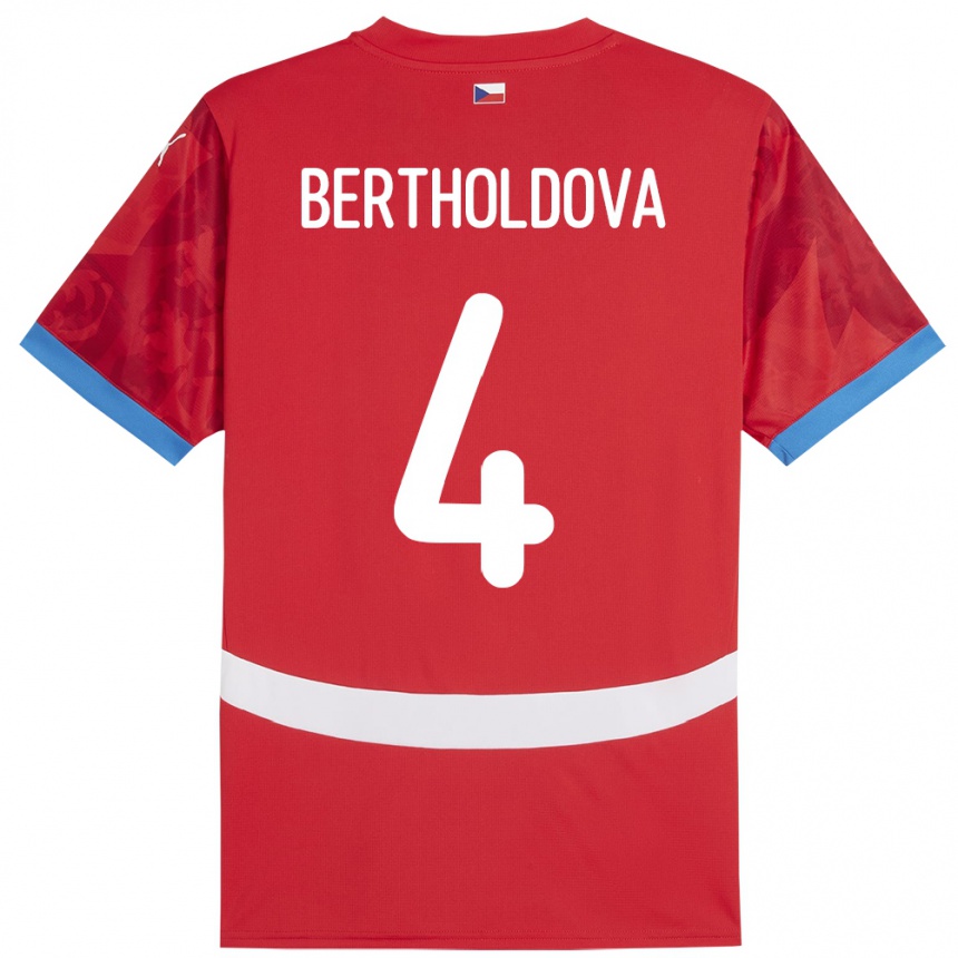 Women Football Czech Republic Petra Bertholdová #4 Red Home Jersey 24-26 T-Shirt Canada